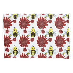 Bees floral pattern  pillowcase