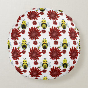Bees floral pattern  round cushion