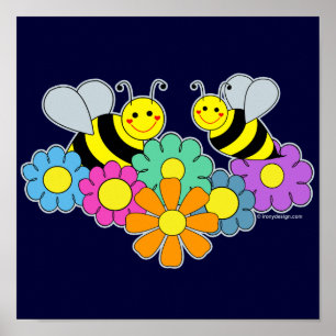 Bees & Flowers Poster