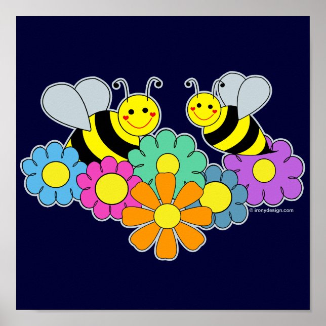 Bees & Flowers Poster (Front)