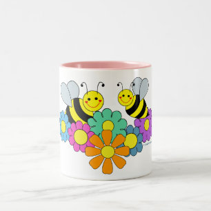 Bees & Flowers Two-Tone Coffee Mug