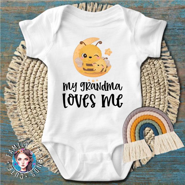 Bees 🌝 Gift for Grandchild - My Grandma Loves Me Baby Bodysuit (Bees 🌝 Gift for Grandchild - My Grandma Loves Me Baby Bodysuit)