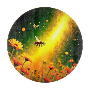 Bees' Golden Pollen Burst Joy Design Cutting Board