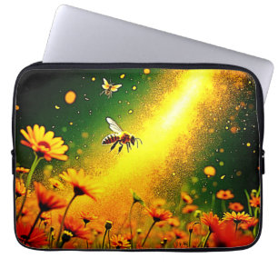 Bees' Golden Pollen Burst Joy Design Laptop Sleeve