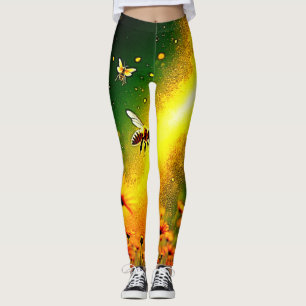 Bees' Golden Pollen Burst Joy Design Leggings