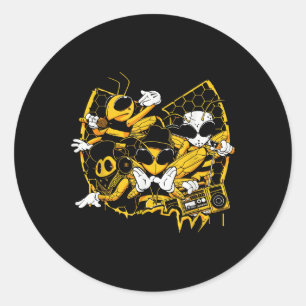 Bees Hip Hop Old School Rap Music Lover Classic Round Sticker