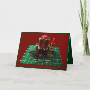 Bees honey Christmas holiday greeting card