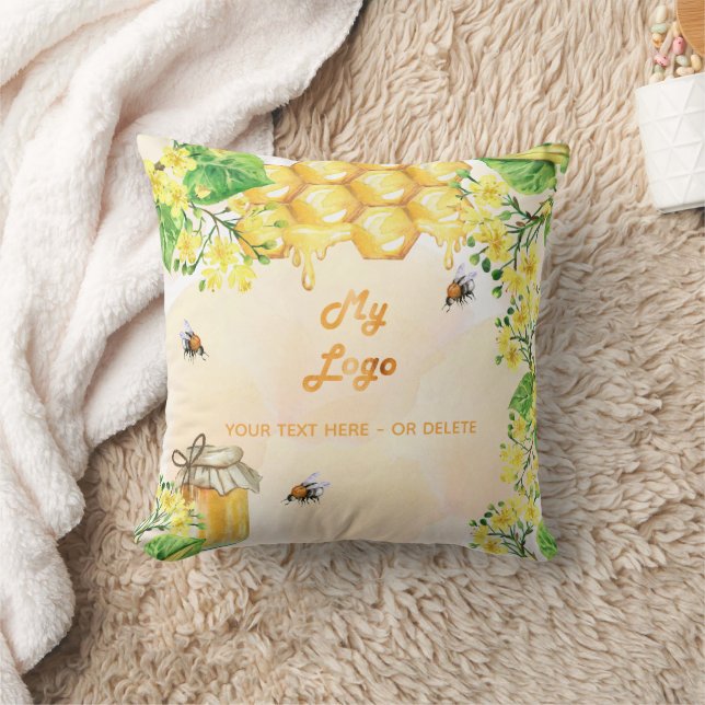 Bees honey yellow flowers business logo cushion (Blanket)