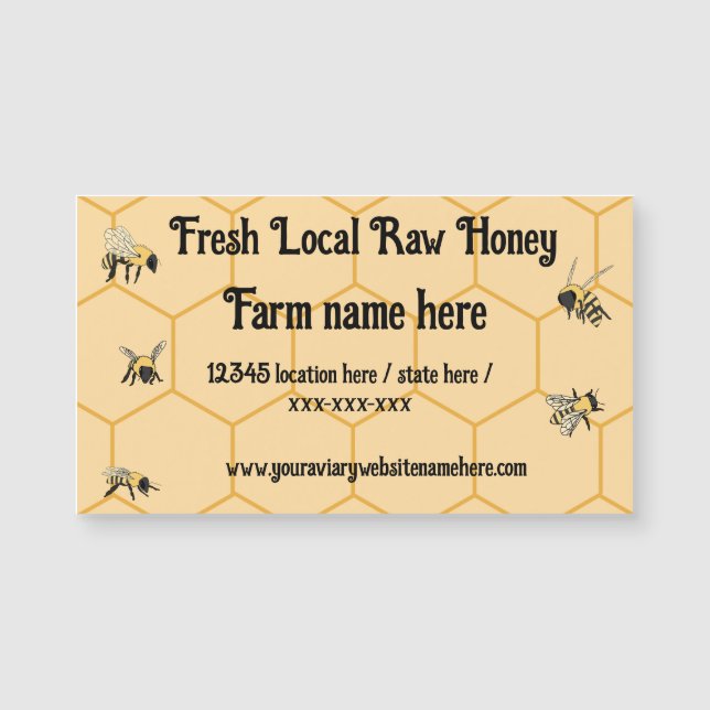 Bees Honeycomb Bee Farm bussiness magnet card (Front)