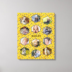Bees Honeycomb Instagram DIY Family Photo Collage Canvas Print
