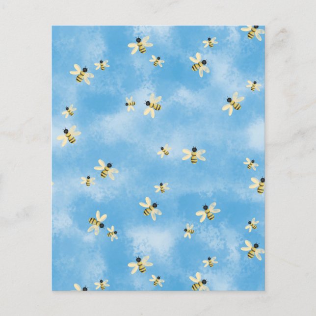 Bees in a blue sky scrapbook paper (Front)
