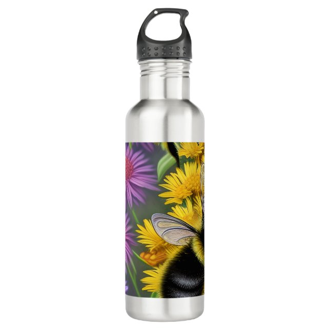 Bees in a Flower Meadow 710 Ml Water Bottle (Front)