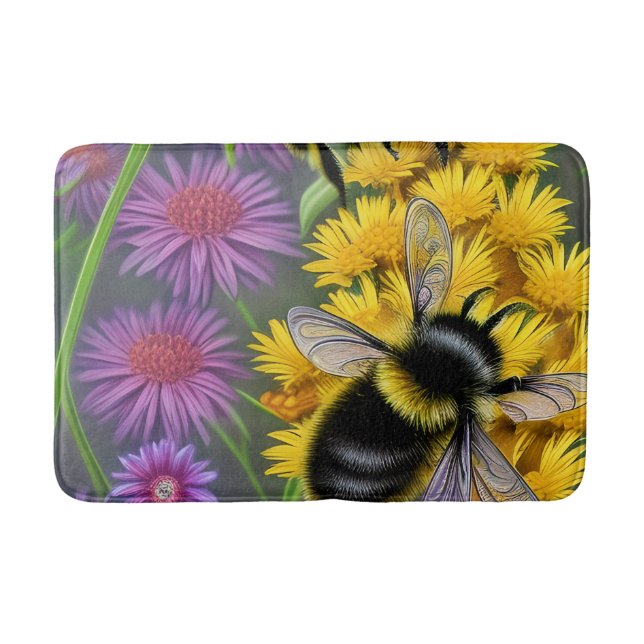 Bees in a Flower Meadow   Bath Mat (Front)