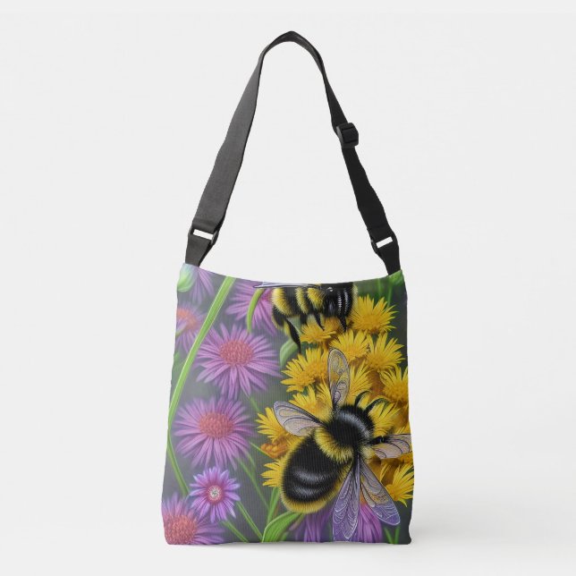Bees in a Flower Meadow   Crossbody Bag (Front)