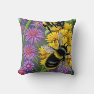Bees in a Flower Meadow  Cushion