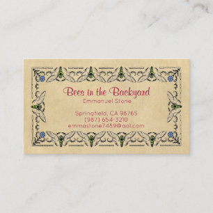 Bees in the Backyard Beekeeper's Sepia Business Card