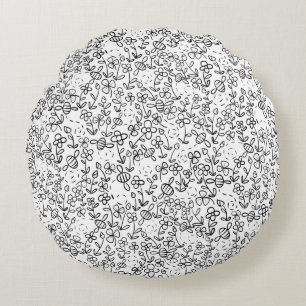 Bees in the garden round cushion
