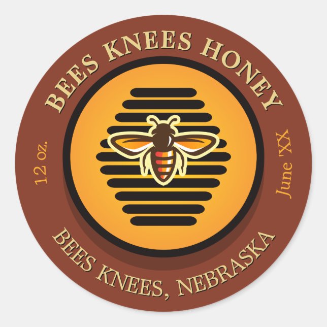 Bees Knees Beehive Dark Amber Honey Jar Labels (Front)
