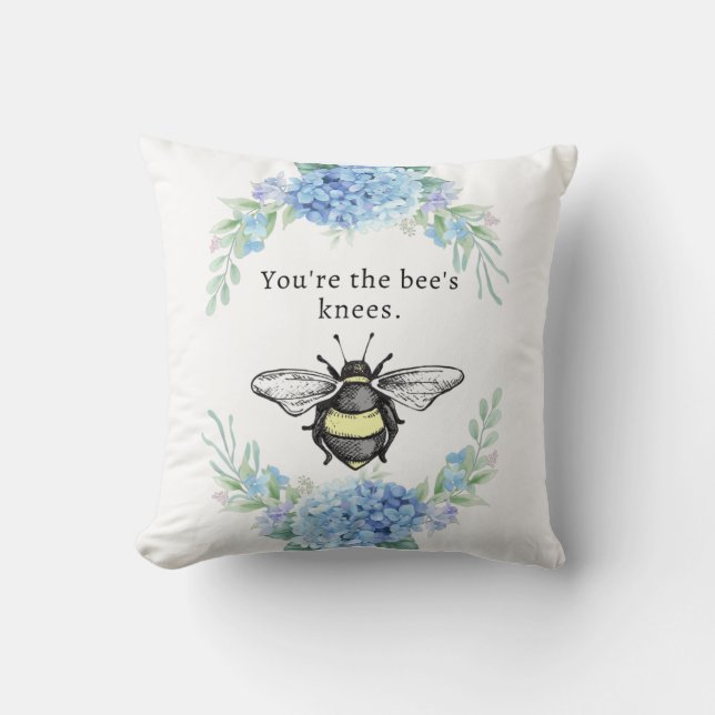 Bee's Knees | Blue Hydrangeas 16"x16" Fashion Cushion (Front)