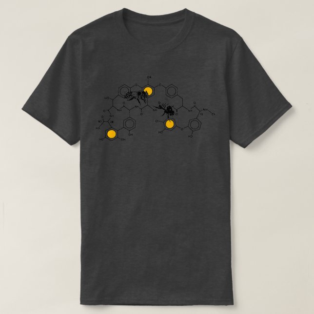 Bees making honey on macromolecular structure as a T-Shirt (Design Front)