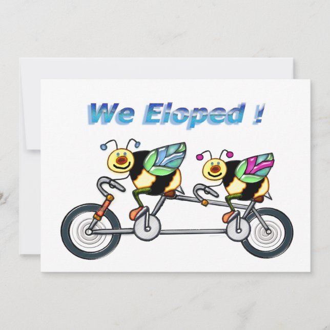 Bees on a Tandem Bike Eloped Announcement (Front)