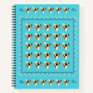 Bees on Blue Spiral Notebook