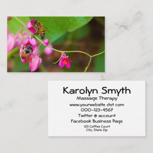 Bees On Coral Vine Flowers Photograph Business Card