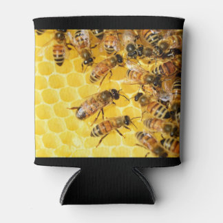 Bees on Honeycomb Can Coozy Cooler