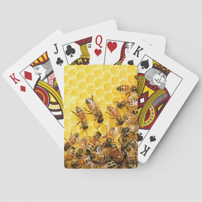 Bees on Honeycomb Playing Cards (Back)