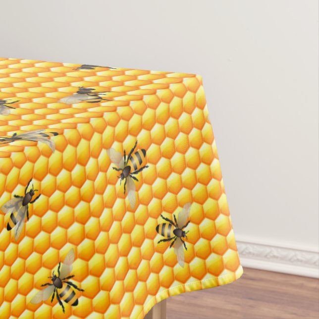 Bees on Honeycomb Tablecloth (In Situ)