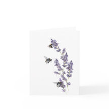 Bees on Lavender Flowers Note Card