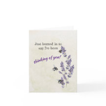 Bees on Lavender Flowers Thinking of You Note Card