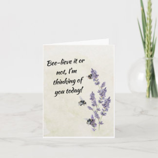 Bees on Lavender Flowers Thinking of You Note Card