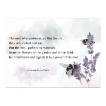 Bees on Lavender with Da Vinci Quote Print