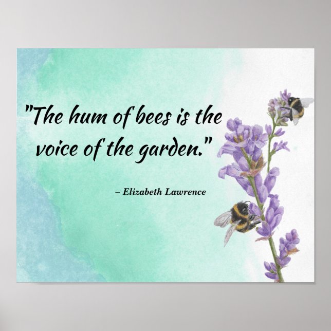 Bees on Lavender with Quote about Bees Print (Front)