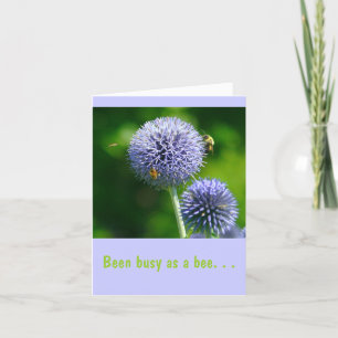 Bees On Purple Allium,(Photog)"Been busy as a bee" Card