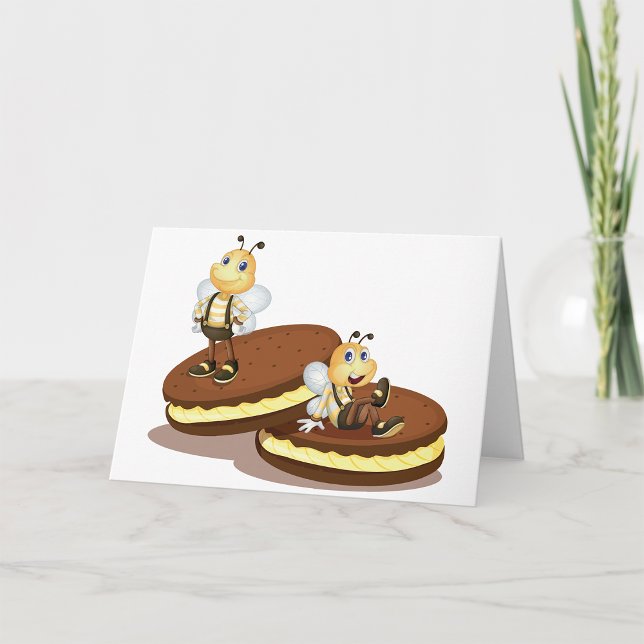 Bees On Two Biscuits Greeting Cards (Creator Uploaded)