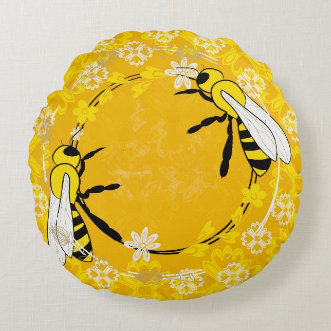 bees round cushion (Front)