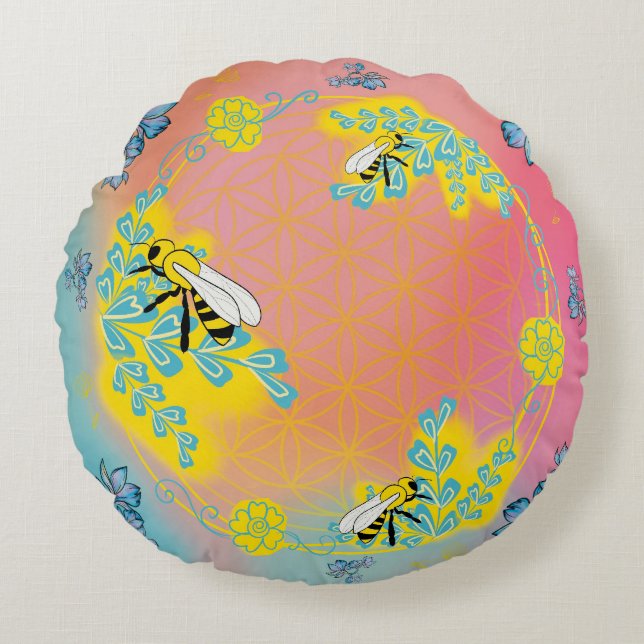 bees round cushion (Front)