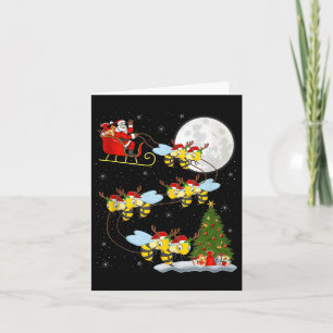 Bees Santa Sleigh Flying Funny Magical Christmas T Card