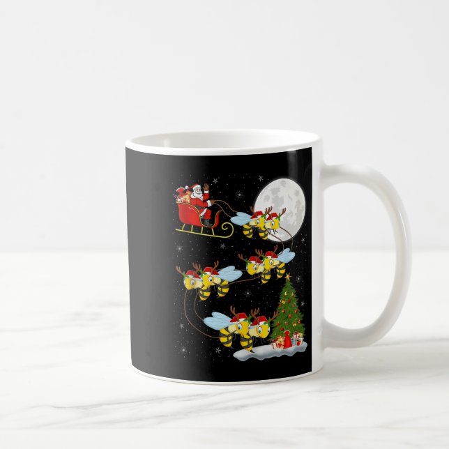 Bees Santa Sleigh Flying Funny Magical Christmas T Coffee Mug (Right)
