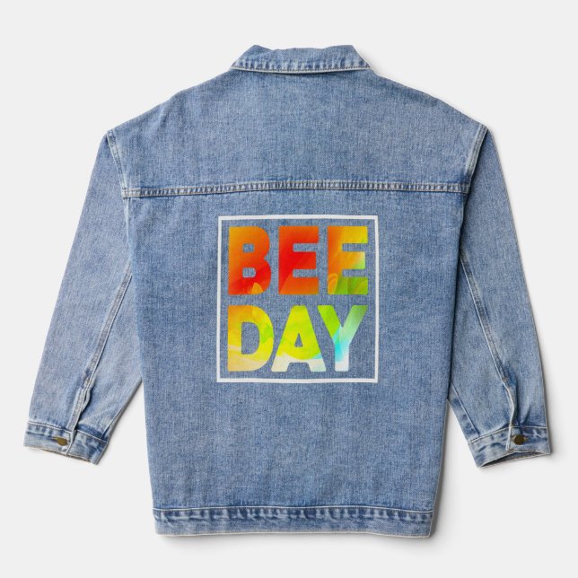 Bees Save Environment Honey Climate Protection  Denim Jacket (Back)
