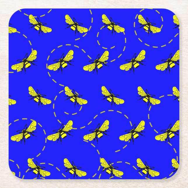 Bees Square Paper Coaster (Front)