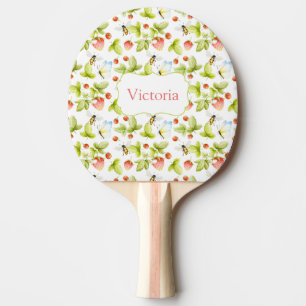 Bees Strawberries Butterflies Spring Summer Name Ping Pong Paddle