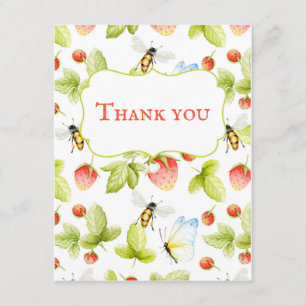 Bees Strawberries Butterflies Spring Summer Thank You Card
