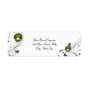 Bees Wasps White, Scroll work Gems Return Address Label