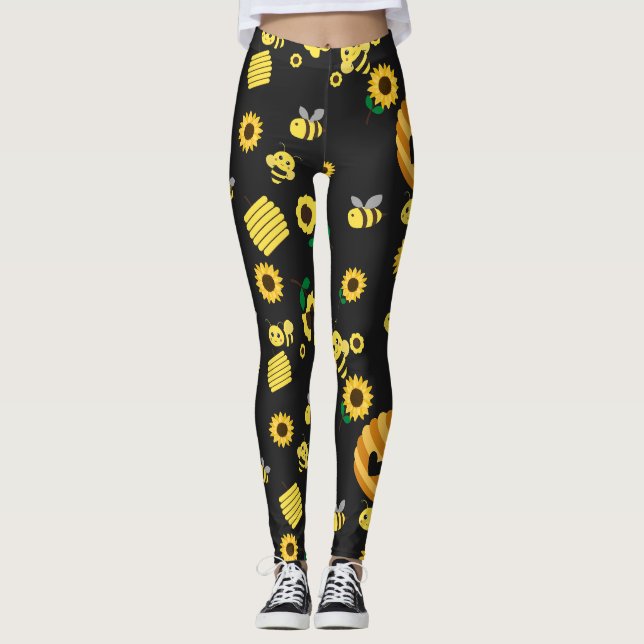 Bees with beehives and sunflower  leggings (Front)