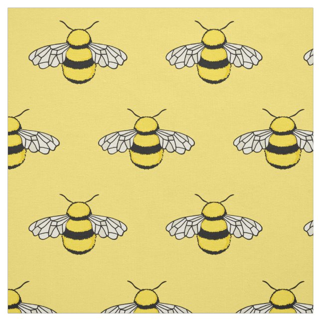 Bees Yellow Patterned Fabric (Swatch)