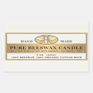 Beeswax Candle Label Honeybee Metallic Gold