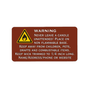 Beeswax Candle Red Warning Label